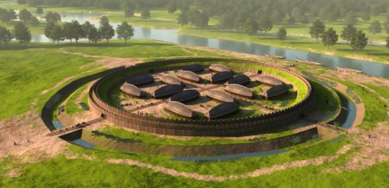 En illustration af, hvordan den tidligere ringborg i Odense har set ud